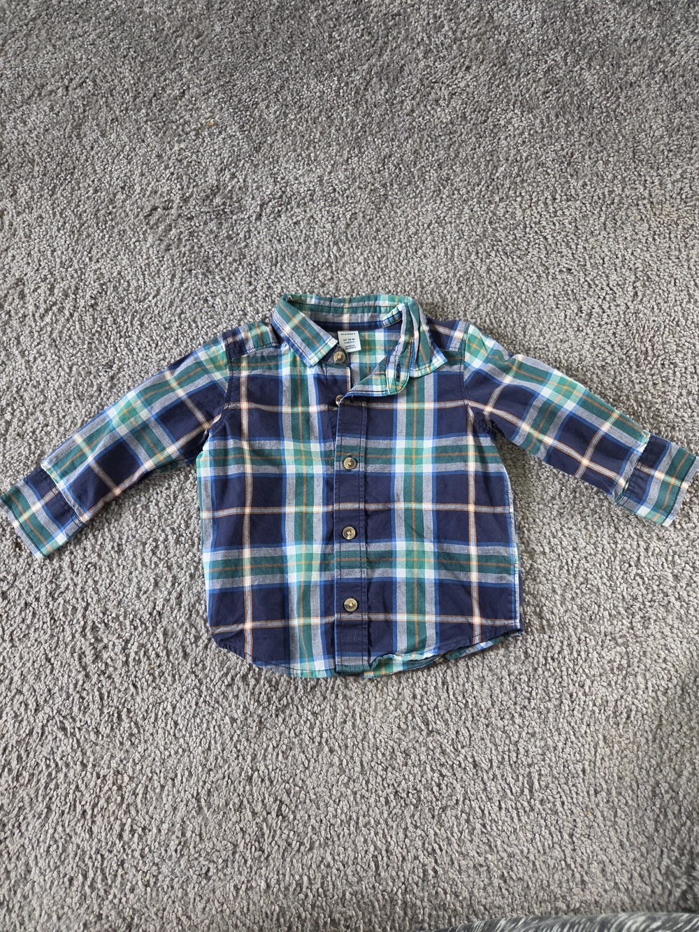 Old Navy Boys Plaid Button-Down Shirt - Blue & Green